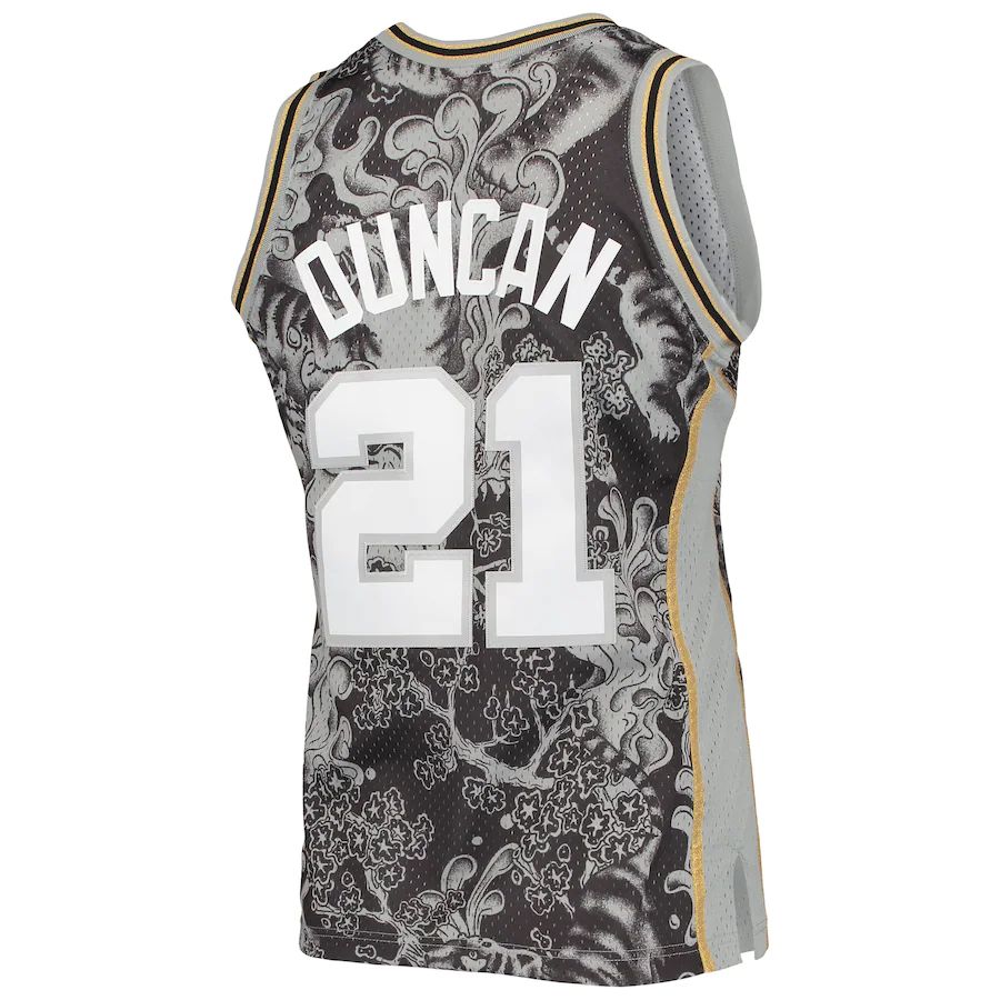 S.Antonio Spurs #21 Tim Duncan Mitchell & Ness Hardwood Classics 1998-99 Lunar New Year Swingman Jersey Black Stitched American Basketball Jersey UNEC