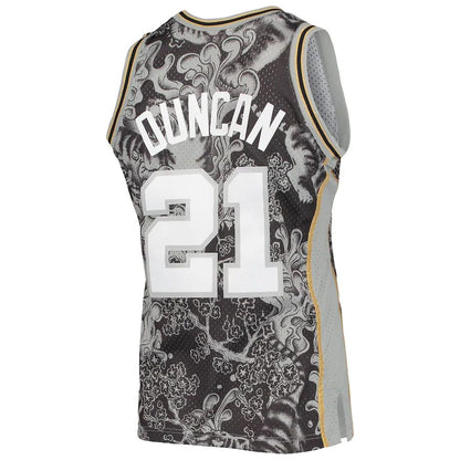 S.Antonio Spurs #21 Tim Duncan Mitchell & Ness Hardwood Classics 1998-99 Lunar New Year Swingman Jersey Black Stitched American Basketball Jersey UNEC