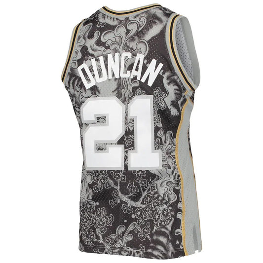 S.Antonio Spurs #21 Tim Duncan Mitchell & Ness Hardwood Classics 1998-99 Lunar New Year Swingman Jersey Black Stitched American Basketball Jersey UNEC