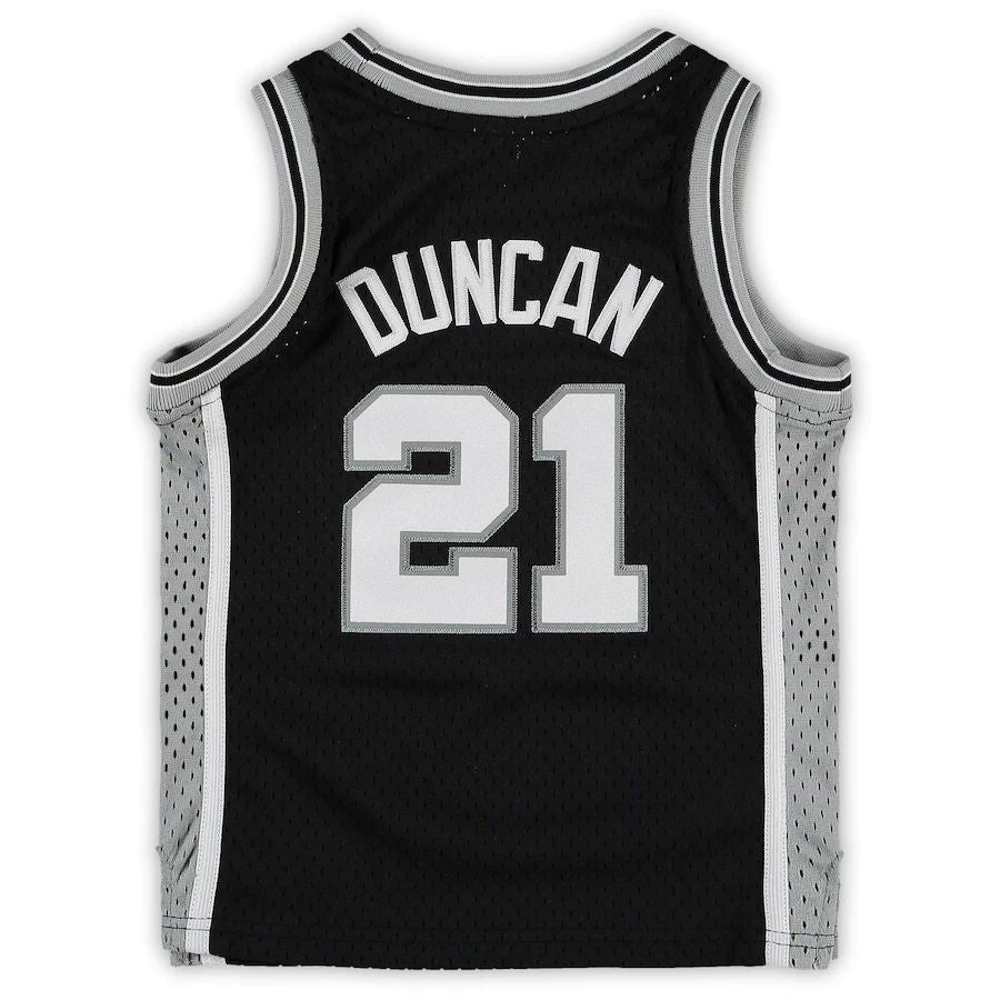 S.Antonio Spurs #21 Tim Duncan Mitchell & Ness Preschool 1998-1999 Hardwood Classics Throwback Team Jersey Black Stitched American Basketball Jersey UNEC