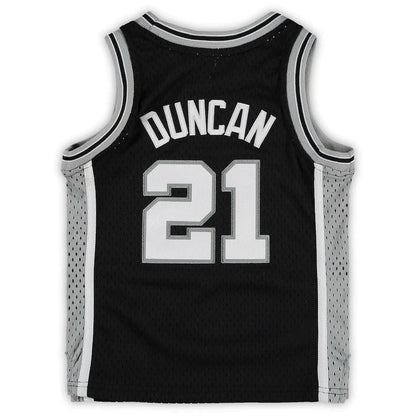 S.Antonio Spurs #21 Tim Duncan Mitchell & Ness Preschool 1998-1999 Hardwood Classics Throwback Team Jersey Black Stitched American Basketball Jersey UNEC