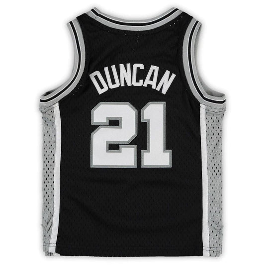 S.Antonio Spurs #21 Tim Duncan Mitchell & Ness Preschool 1998-1999 Hardwood Classics Throwback Team Jersey Black Stitched American Basketball Jersey UNEC