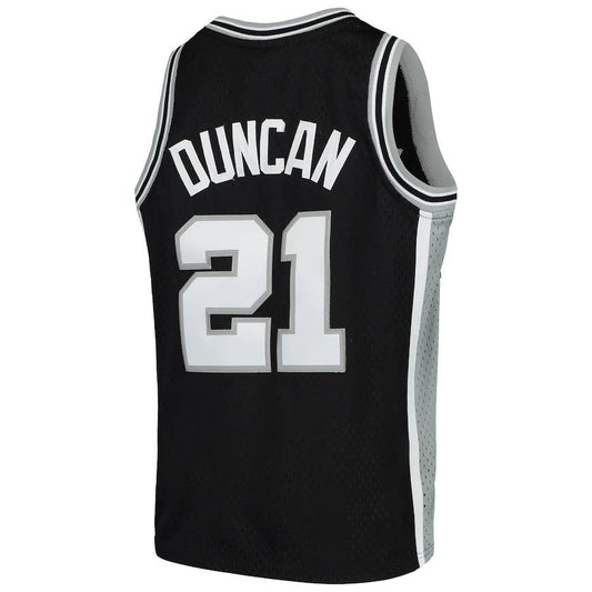 S.Antonio Spurs #21 Tim Duncan Mitchell & Ness  Swingman Throwback Jersey Black Stitched American Basketball Jersey UNEC