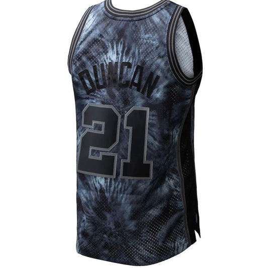 S.Antonio Spurs #21 Tim Duncan Mitchell & Ness Unisex Hardwood Classics 1998-99 Tie-Dye Swingman Jersey Black Stitched American Basketball Jersey UNEC