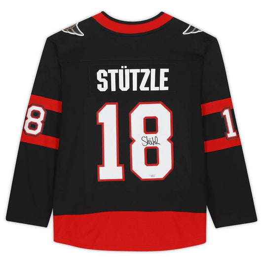 O.Senators #18 Tim Stutzle Fanatics Authentic Autographed Branded Breakaway Jersey Black Stitched American Hockey Jersey UNEC