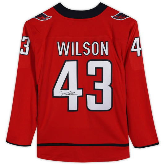 W.Capitals #43 Tom Wilson Fanatics Authentic Autographed Breakaway Jersey Red Stitched American Hockey Jersey UNEC