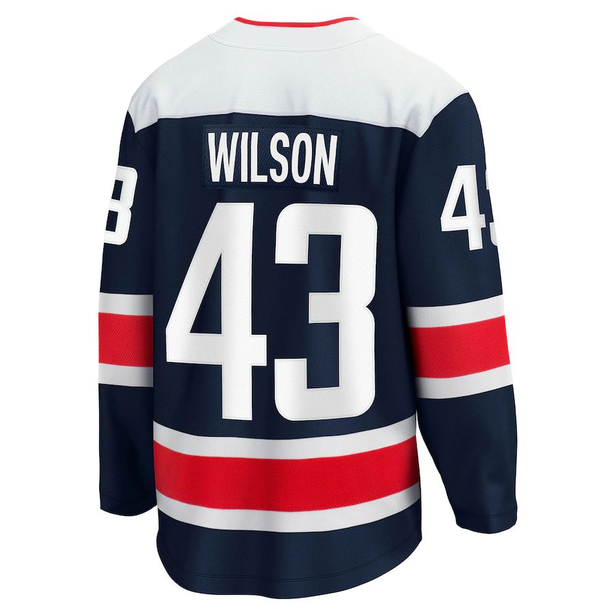 W.Capitals #43 Tom Wilson Fanatics Branded 2020-21 Alternate Premier Breakaway Player Jersey Navy Stitched American Hockey Jersey UNEC
