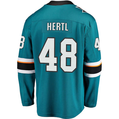 SJ.Sharks #48 Tomas Hertl Fanatics Branded Home Premier Breakaway Player Jersey Teal Stitched American Hockey Jersey UNEC