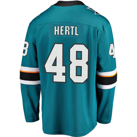 SJ.Sharks #48 Tomas Hertl Fanatics Branded Home Premier Breakaway Player Jersey Teal Stitched American Hockey Jersey UNEC
