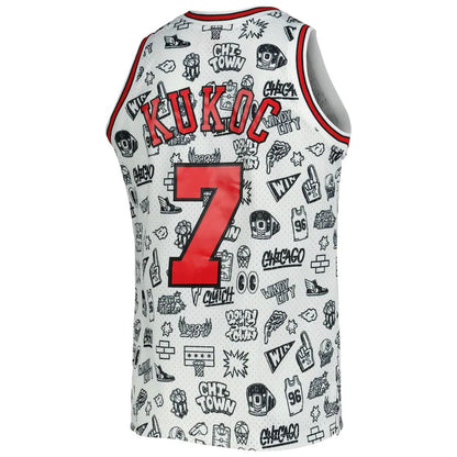 C.Bulls #7 Toni Kukoc Mitchell & Ness 1997-98 Hardwood Classics Doodle Swingman Jersey Stitched American Basketball Jersey UNEC
