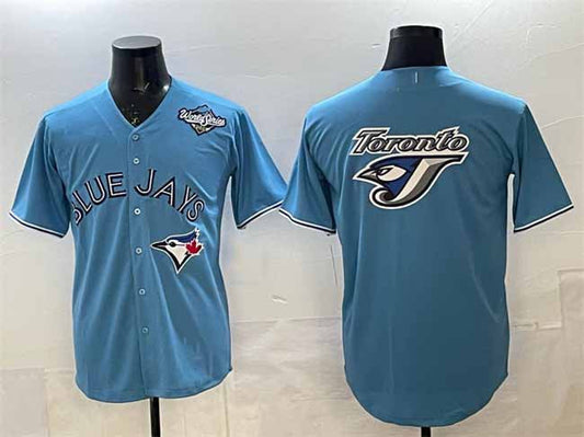 Toronto Blue Jays Team Big Logo Blue 2025 World Series Home Cool Base Stitched Baseball Jersey