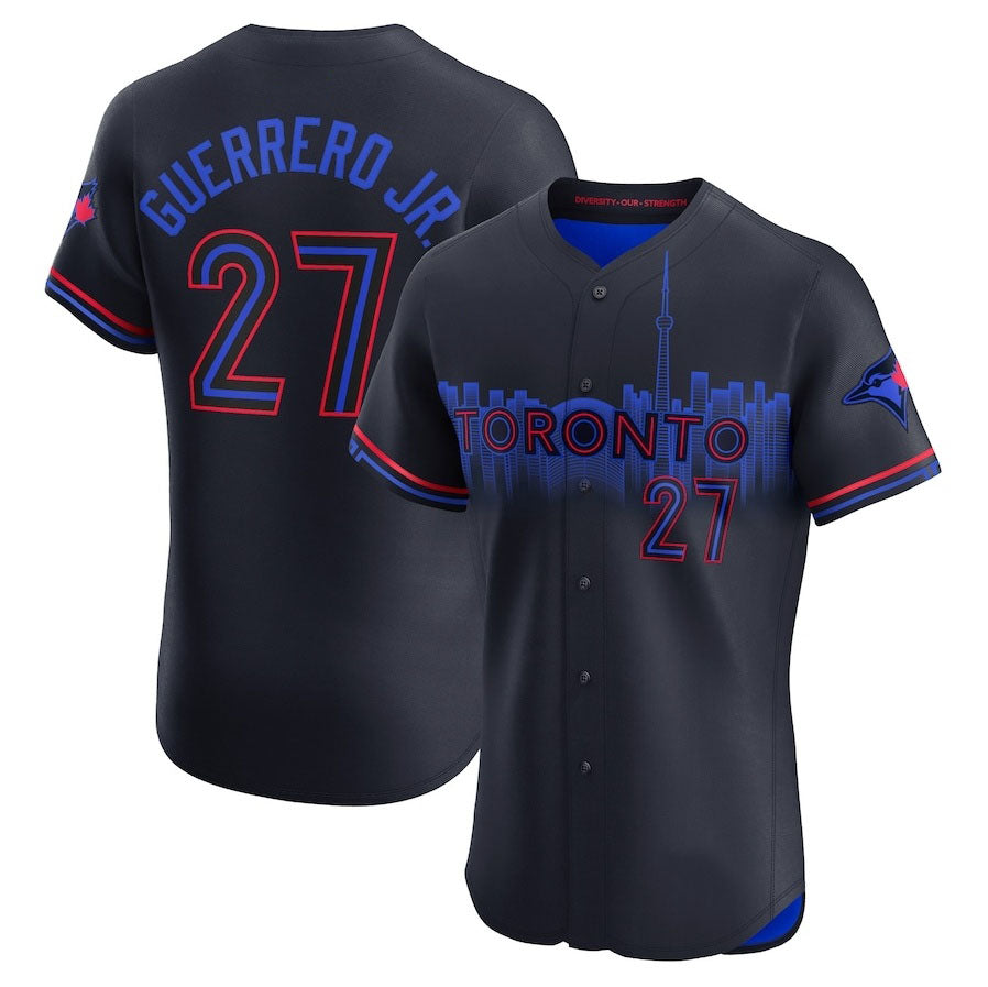 Toronto Blue Jays #27 Vladimir Guerrero Jr. 2024 City Connect Elite Player Jersey - Navy Stitched Baseball Jersey