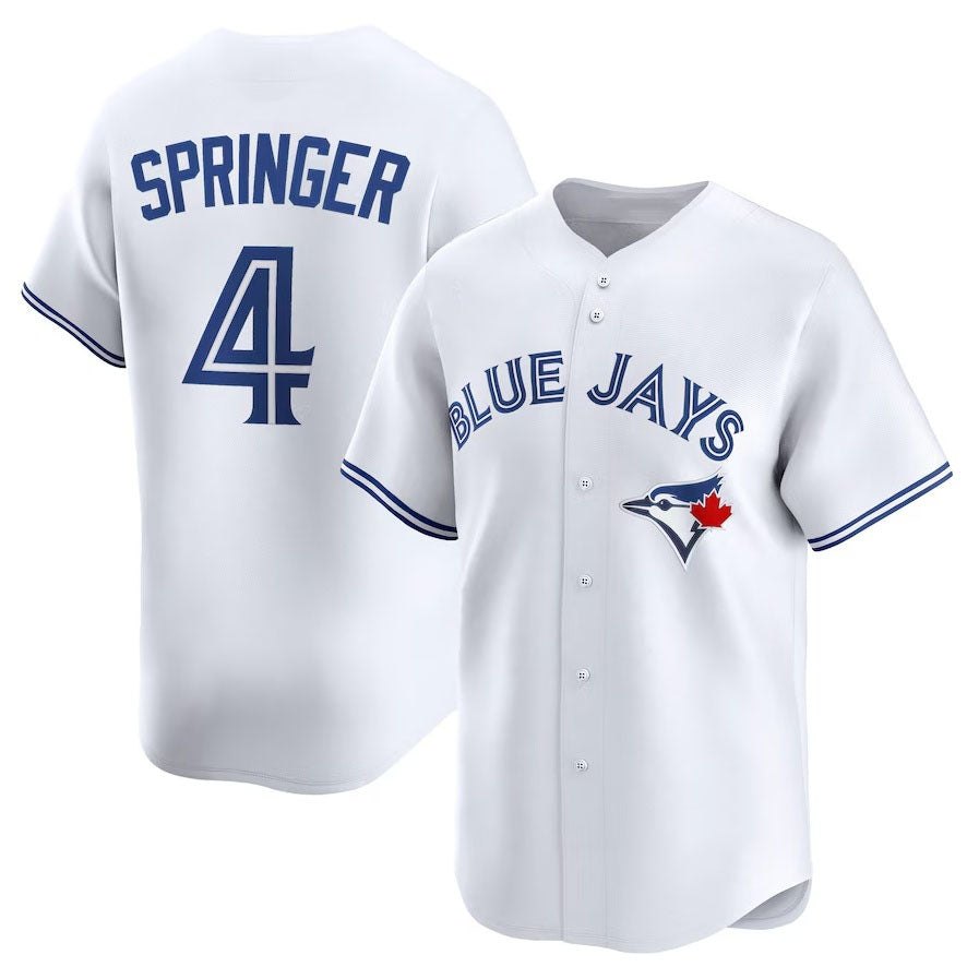 Toronto Blue Jays #4 George Springer Home Limited Player Jersey - White Stitched Baseball Jersey