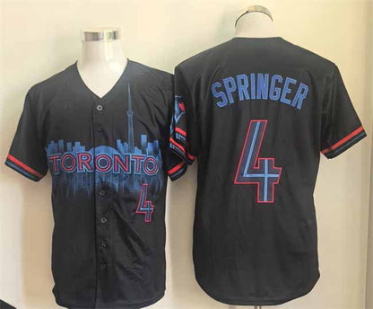 Toronto Blue Jays #4 George Springer Navy 2024 City Connect Limited Stitched Baseball Jersey