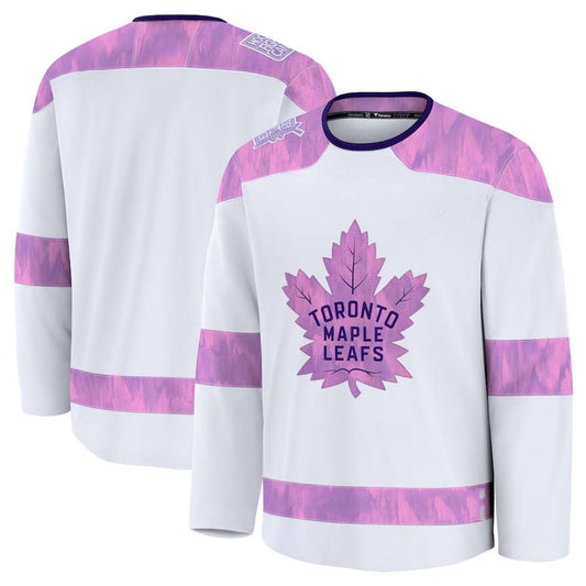 T.Maple Leafs Fanatics 2024 Hockey Fights Cancer Practice Jersey - White Stitched American Hockey Jersey UNEC