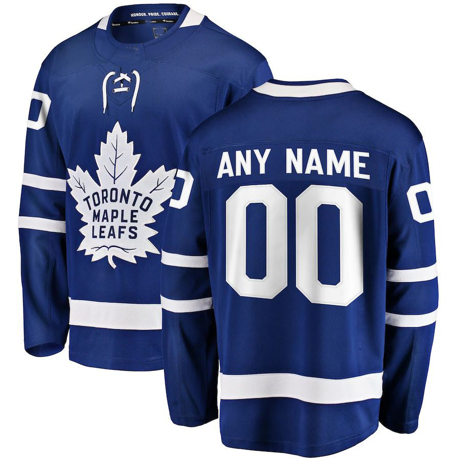 Custom T.Maple Leafs Fanatics Branded Home Breakaway Blue Stitched American Hockey Jersey UNEC