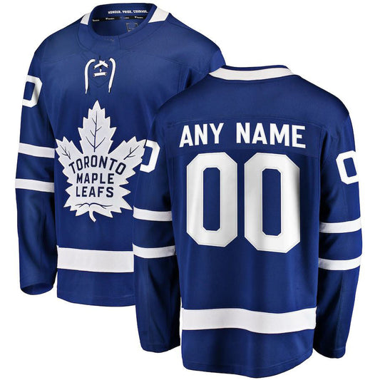 Custom T.Maple Leafs Fanatics Branded Home Breakaway Blue Stitched American Hockey Jersey UNEC