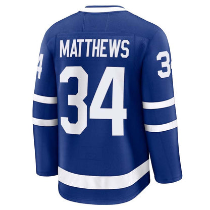 T.Maple Leafs #34 Auston Matthews Fanatics Captain Patch Home Premium Jersey - Blue Stitched American Hockey Jersey UNEC