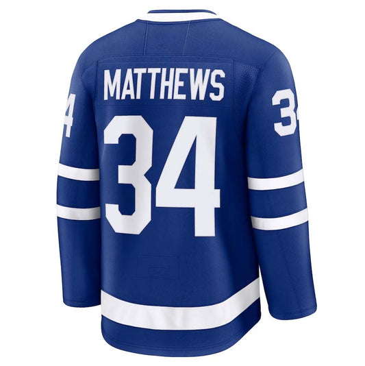 T.Maple Leafs #34 Auston Matthews Fanatics Captain Patch Home Premium Jersey - Blue Stitched American Hockey Jersey UNEC