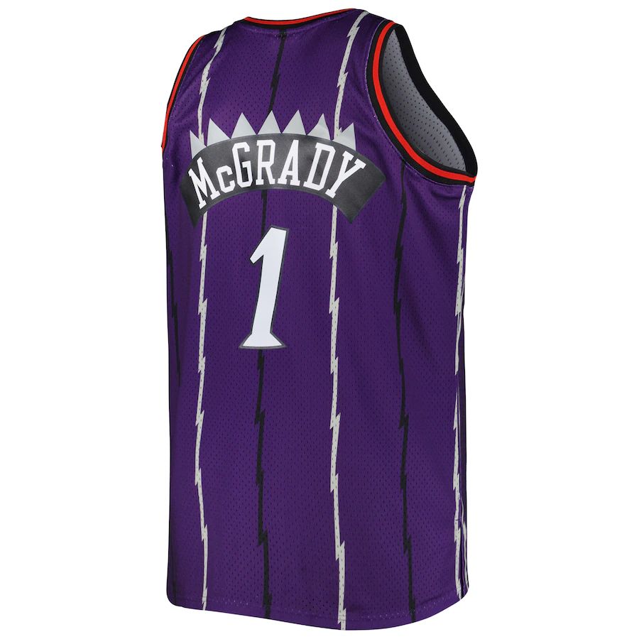 T.Raptors #1 Tracy McGrady Mitchell & Ness Big & Tall Hardwood Classics 1998-99 Swingman Jersey Purple Stitched American Basketball Jersey UNEC