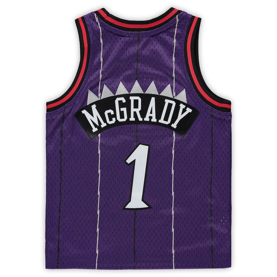 T.Raptors #1 Tracy McGrady Mitchell & Ness Preschool Hardwood Classics Throwback Team Jersey Purple Stitched American Basketball Jersey UNEC