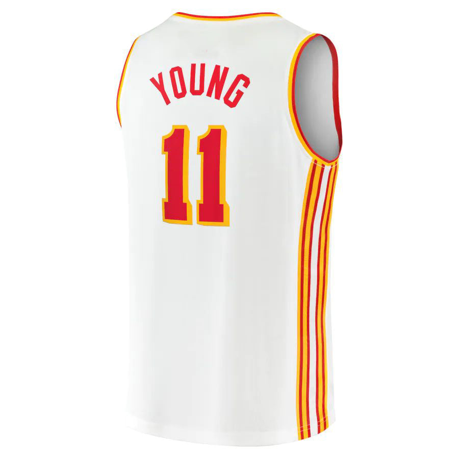 A.Hawks #11 Trae Young Fanatics Branded 2020-21 Fast Break Player Jersey Association Edition White Stitched American Basketball Jersey UNEC