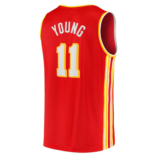 A.Hawks #11 Trae Young Fanatics Branded 2020-21 Fast Break Player Jersey Icon Edition Red Stitched American Basketball Jersey UNEC
