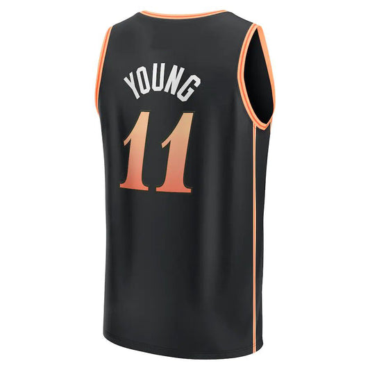 A.Hawks #11 Trae Young Fanatics Branded 2022-23 Fastbreak Jersey City Edition Black Stitched American Basketball Jersey UNEC