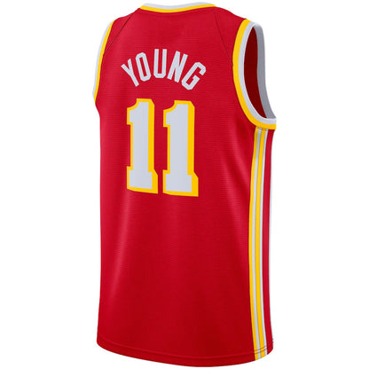 A.Hawks #11 Trae Young 2020-21 Swingman Jersey Icon Edition Red Stitched American Basketball Jersey UNEC