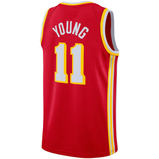 A.Hawks #11 Trae Young 2020-21 Swingman Jersey Icon Edition Red Stitched American Basketball Jersey UNEC