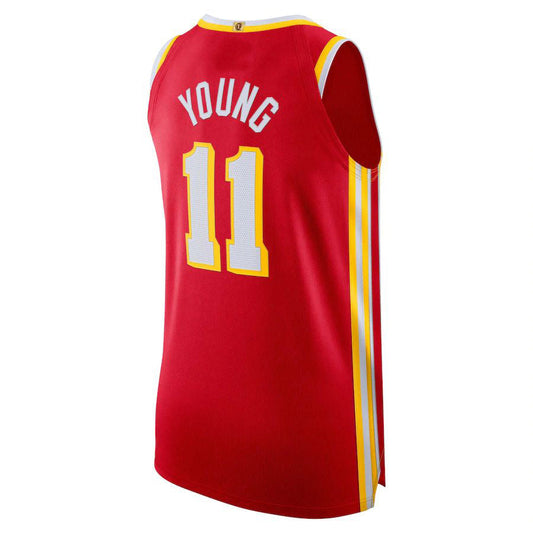 A.Hawks #11 Trae Young 2022-23 Authentic Player Jersey Icon Edition Red Stitched American Basketball Jersey UNEC