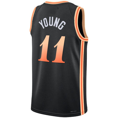 A.Hawks #11 Trae Young Unisex 2022-23 Swingman Jersey City Edition Black Stitched American Basketball Jersey UNEC