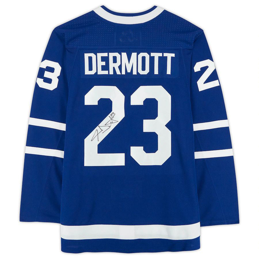 T.Maple Leafs #23 Travis Dermott Fanatics Authentic Autographed Blue Stitched American Hockey Jersey UNEC