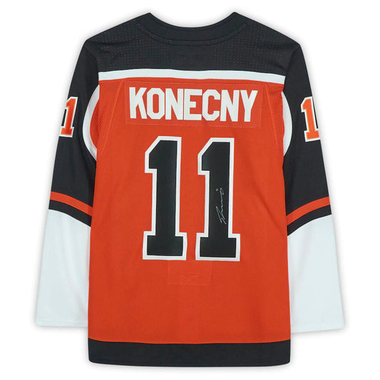 P.Flyers #11 Travis Konecny Fanatics Authentic Autographed 2020-21 Reverse Retro  Orange Stitched American Hockey Jersey UNEC