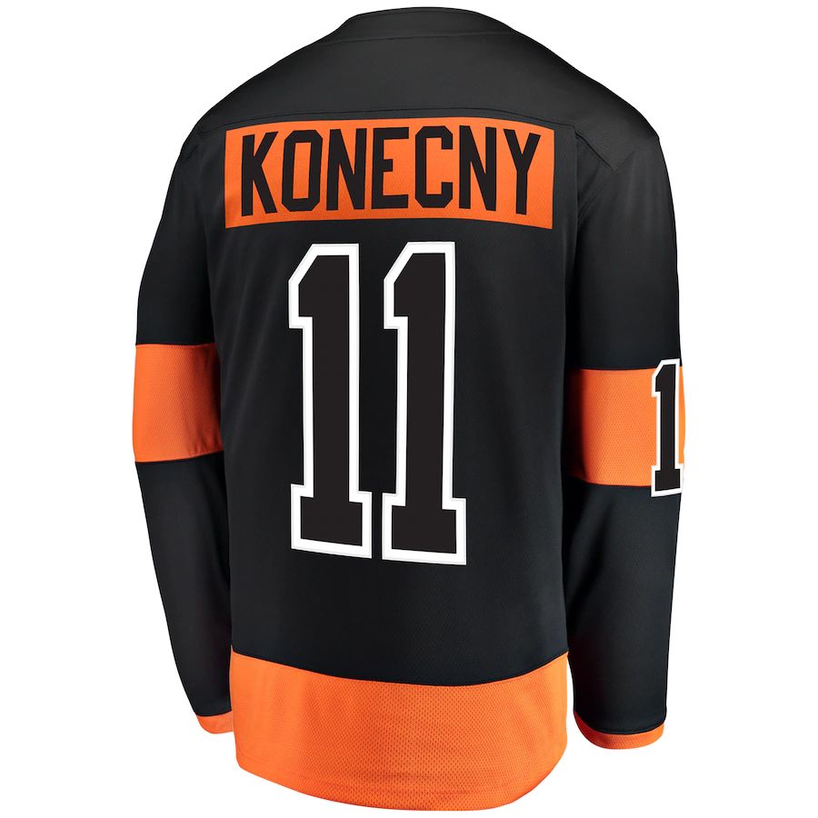 P.Flyers #11 Travis Konecny Fanatics Branded Alternate Breakaway Player Jersey Black Stitched American Hockey Jersey UNEC