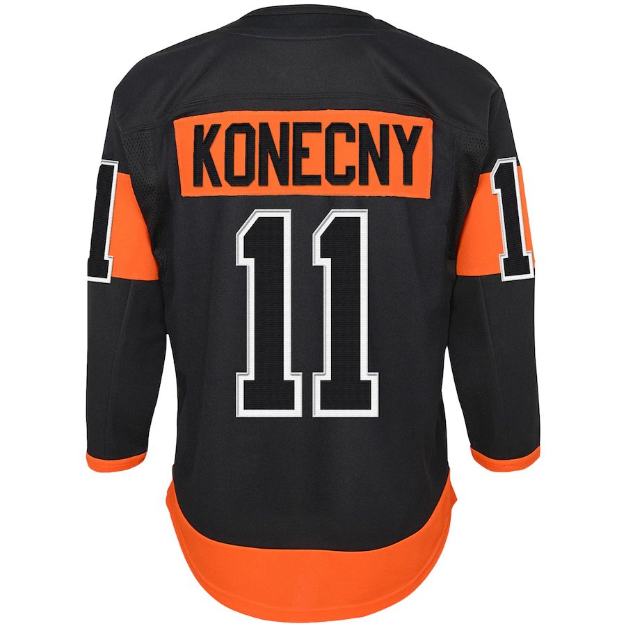 P.Flyers #11 Travis Konecny Alternate Premier Player Jersey Black Stitched American Hockey Jersey UNEC