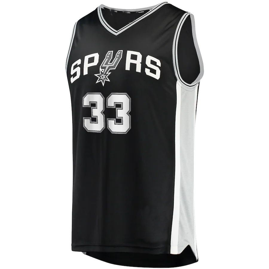 S.Antonio Spurs #33 Tre Jones Fanatics Branded 2021-22 Fast Break Replica Jersey  Icon Edition Black Stitched American Basketball Jersey UNEC