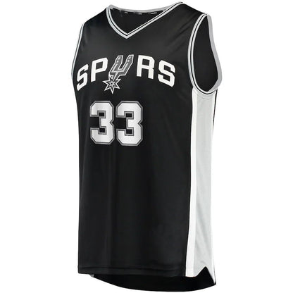 S.Antonio Spurs #33 Tre Jones Fanatics Branded 2021-22 Fast Break Replica Jersey  Icon Edition Black Stitched American Basketball Jersey UNEC
