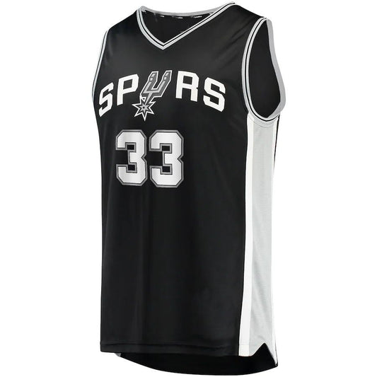 S.Antonio Spurs #33 Tre Jones Fanatics Branded 2021-22 Fast Break Replica Jersey  Icon Edition Black Stitched American Basketball Jersey UNEC