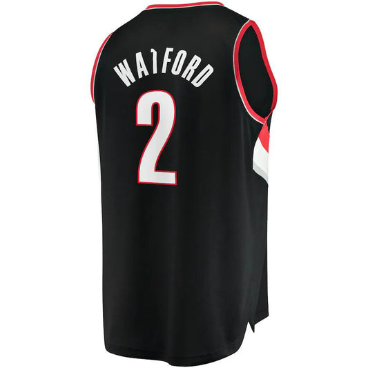 P.Trail Blazers #2 Trendon Watford Fanatics Branded 2021-22 Fast Break Replica Jersey Icon Edition Black Stitched American Basketball Jersey UNEC