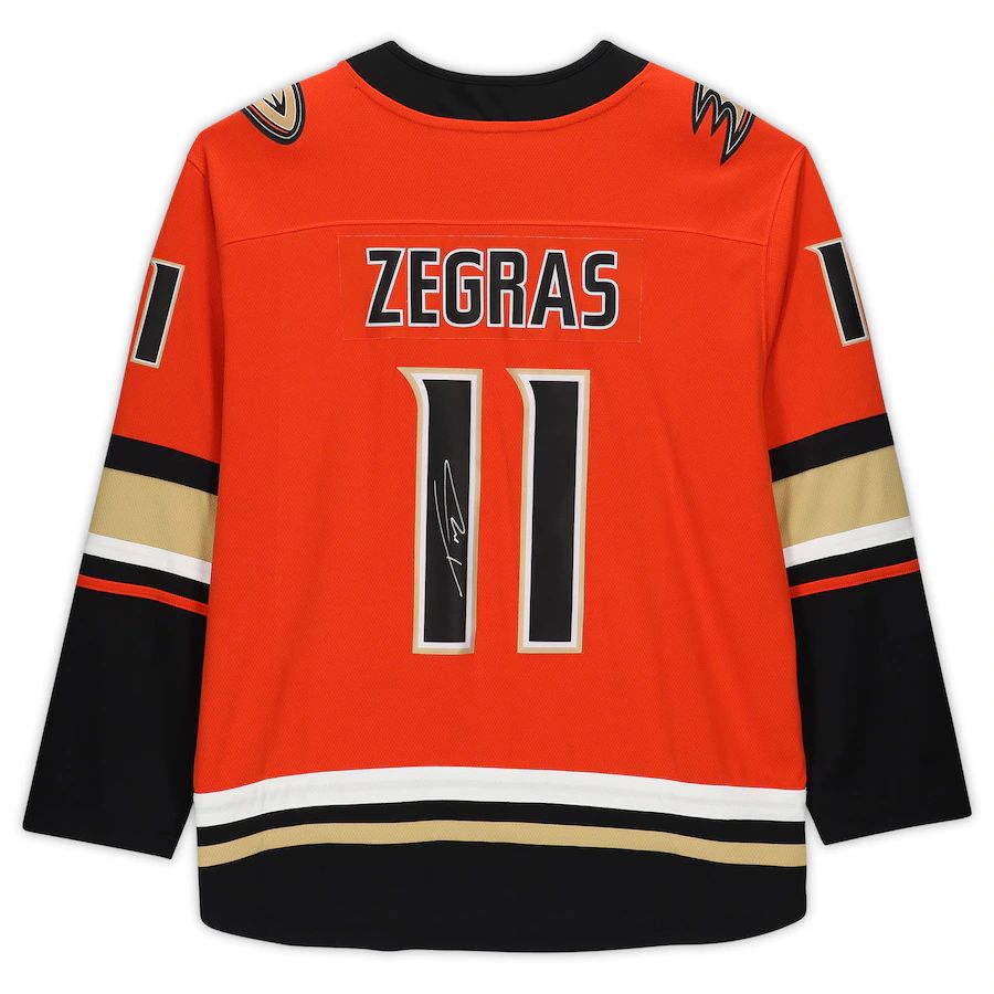 A.Ducks #11 Trevor Zegras Fanatics Authentic Autographed  Authentic Jersey  Orange Stitched American Hockey Jersey UNEC
