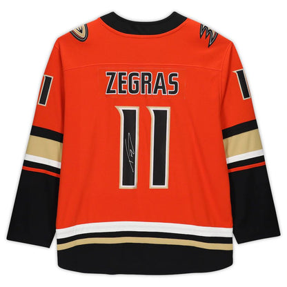 A.Ducks #11 Trevor Zegras Fanatics Authentic Autographed  Authentic Jersey  Orange Stitched American Hockey Jersey UNEC