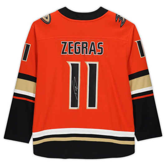 A.Ducks #11 Trevor Zegras Fanatics Authentic Autographed  Authentic Jersey  Orange Stitched American Hockey Jersey UNEC