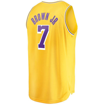 LA.Lakers #7 Troy Brown Jr. Fanatics Branded Fast Break Replica Jersey Icon Edition Gold Stitched American Basketball Jersey UNEC