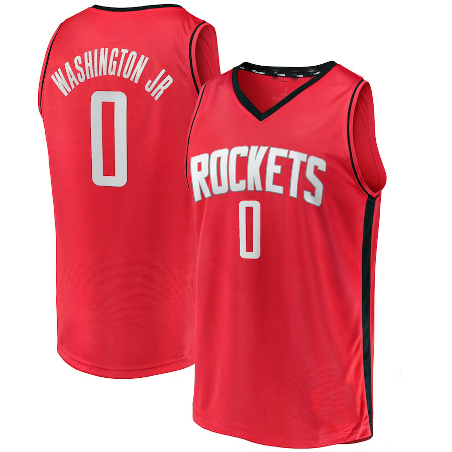 H.Rockets #0 TyTy Washington Jr. Fanatics Branded 2022 Draft First Round Pick Fast Break Replica Player Jersey Icon Edition Red Stitched American Basketball Jersey UNEC