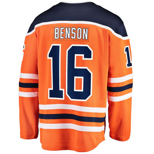 E.Oilers #16 Tyler Benson Fanatics Branded Home Breakaway Player Jersey Orange Stitched American Hockey Jersey UNEC