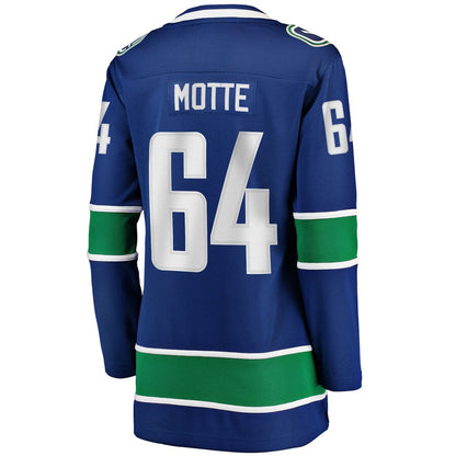 V.Canucks #64 Tyler Motte Fanatics Branded Home Breakaway Player Jersey Blue Stitched American Hockey Jersey UNEC