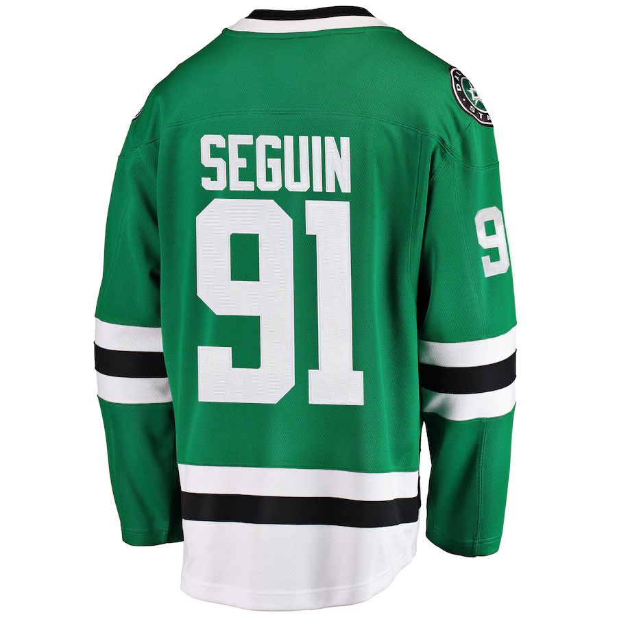 D.Stars #91 Tyler Seguin Fanatics Branded Breakaway Player Jersey Kelly Green Stitched American Hockey Jersey UNEC