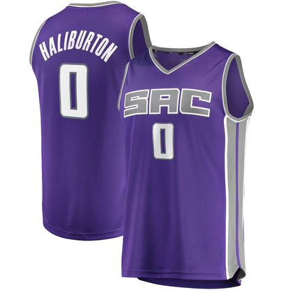 S.Kings #0 Tyrese Haliburton Fanatics Branded  Draft First Round Pick Fast Break Replica Jersey Purple - Icon Edition Icon Edition Purple Stitched American Basketball Jersey UNEC
