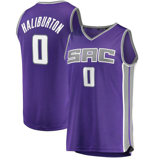 S.Kings #0 Tyrese Haliburton Fanatics Branded  Draft First Round Pick Fast Break Replica Jersey Purple - Icon Edition Icon Edition Purple Stitched American Basketball Jersey UNEC